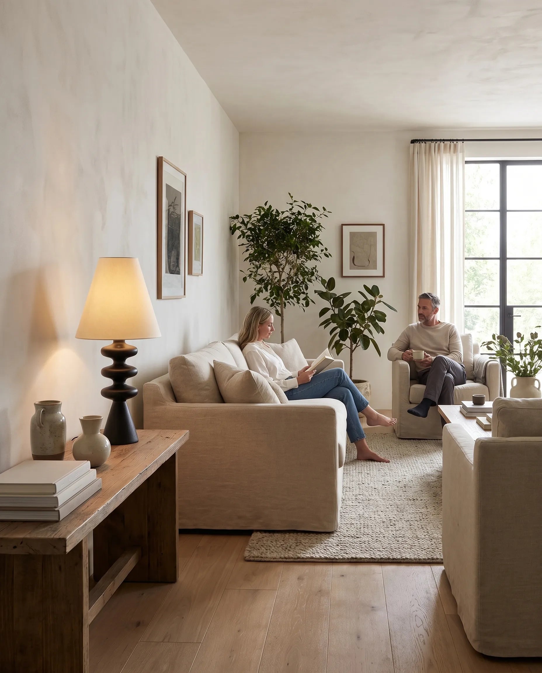 Noyer, lampe à poser en bois tourné — vue rapprochée | Maison Beaurel