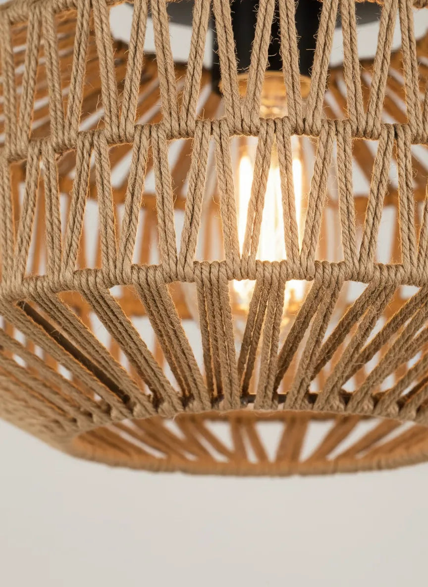 Médina, plafonnier en rotin tressé — vue d'ambiance | Maison Beaurel