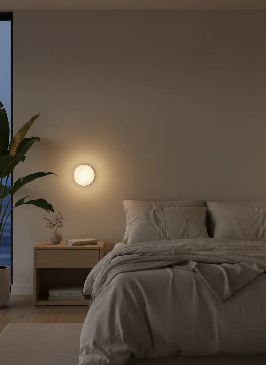 Orbe, applique murale en marbre — mise en situation | Maison Beaurel