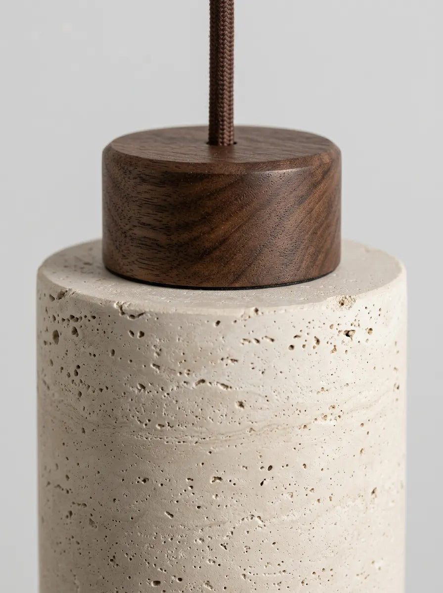 Suspension AMBRE en travertin de style wabi-sabi