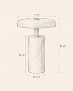 Schéma technique et dimensions — Sélène, lampe à poser en marbre et verre opalin | Maison Beaurel
