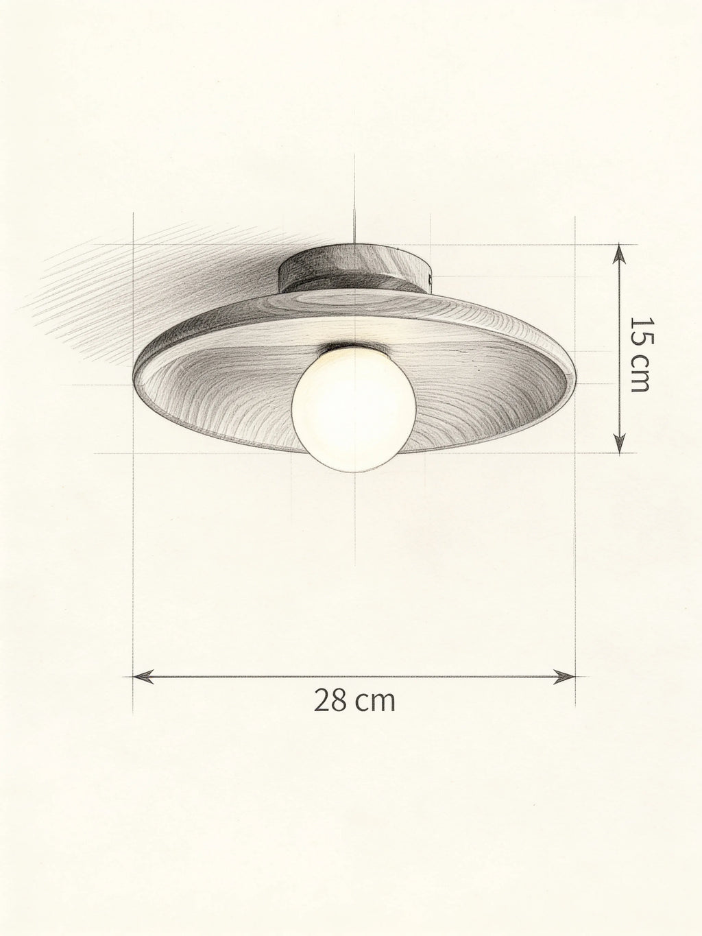 Schéma technique et dimensions — Cerne, plafonnier en bois | Maison Beaurel