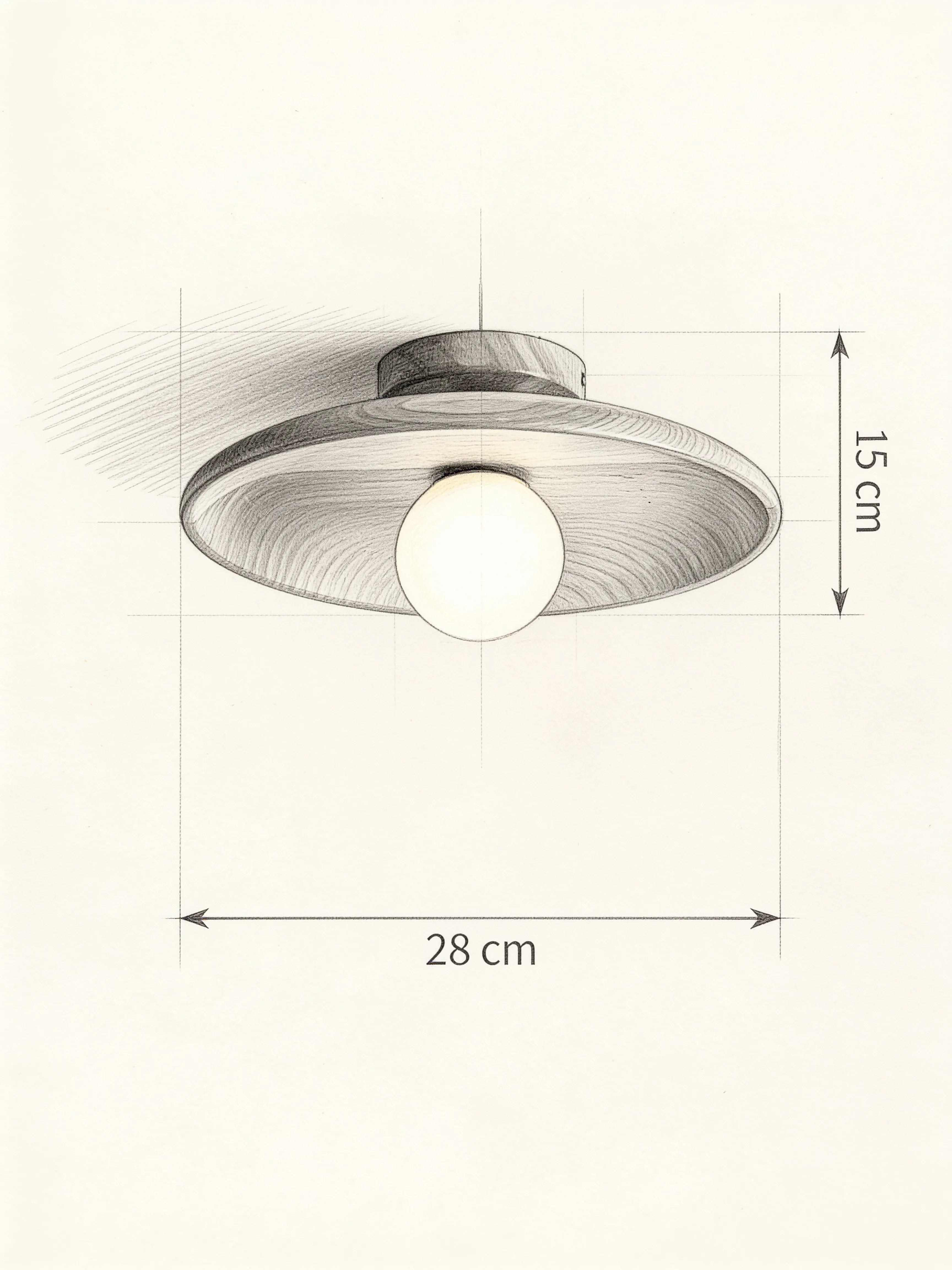 Schéma technique et dimensions — Cerne, plafonnier en bois | Maison Beaurel