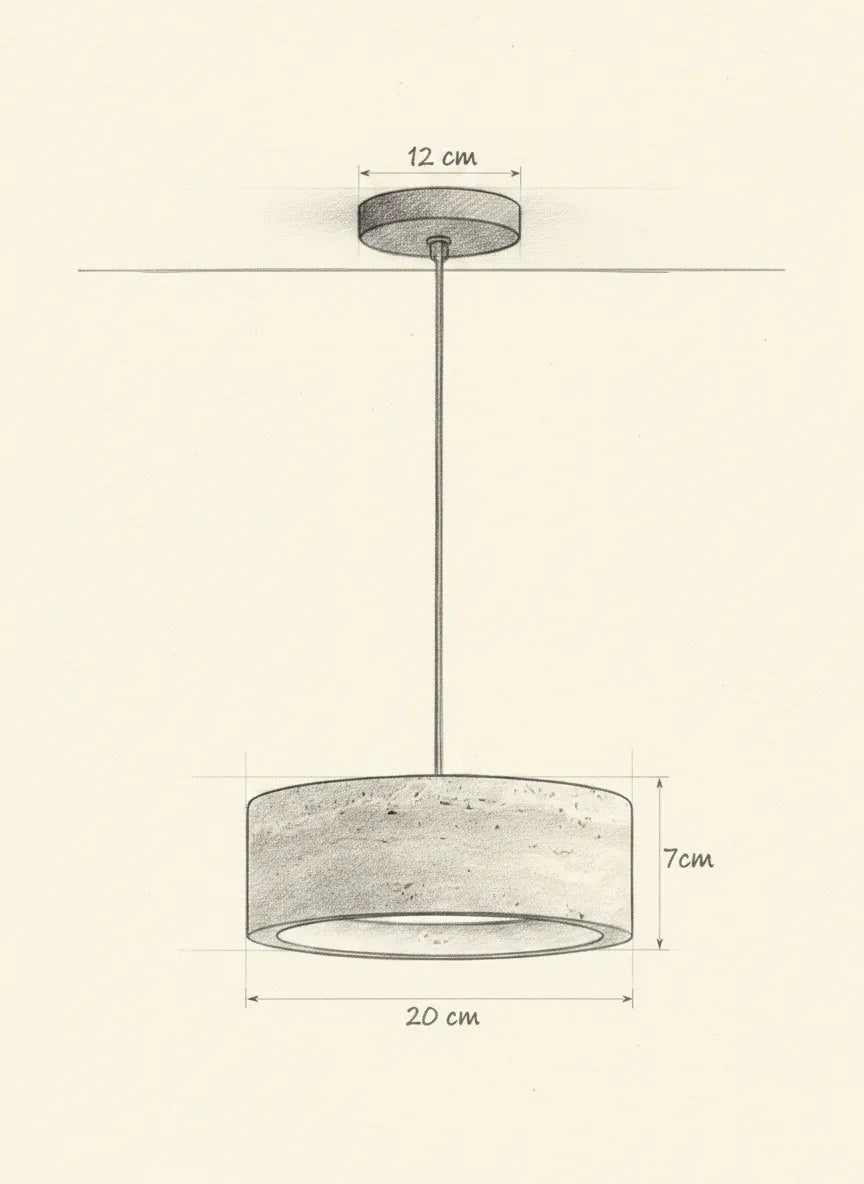 Schéma technique et dimensions — Ocre, suspension en travertin | Maison Beaurel