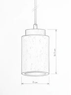 Croquis des dimensions de la suspension AMBRE, forme large (Ø 12 cm x H 10 cm)