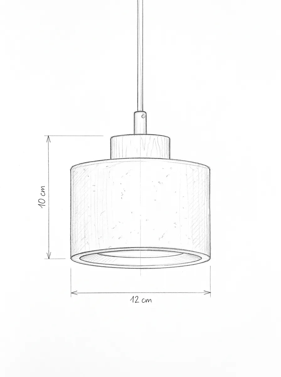 Croquis des dimensions de la suspension AMBRE, forme haute (Ø 11 cm x H 16,5 cm)