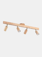 VERIL — Plafonnier spot en bois et métal, finition Noyer, longueur 120 cm
