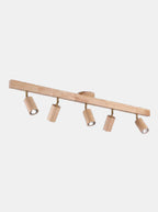 VERIL — Plafonnier spot en bois et métal, finition Bois, longueur 120 cm