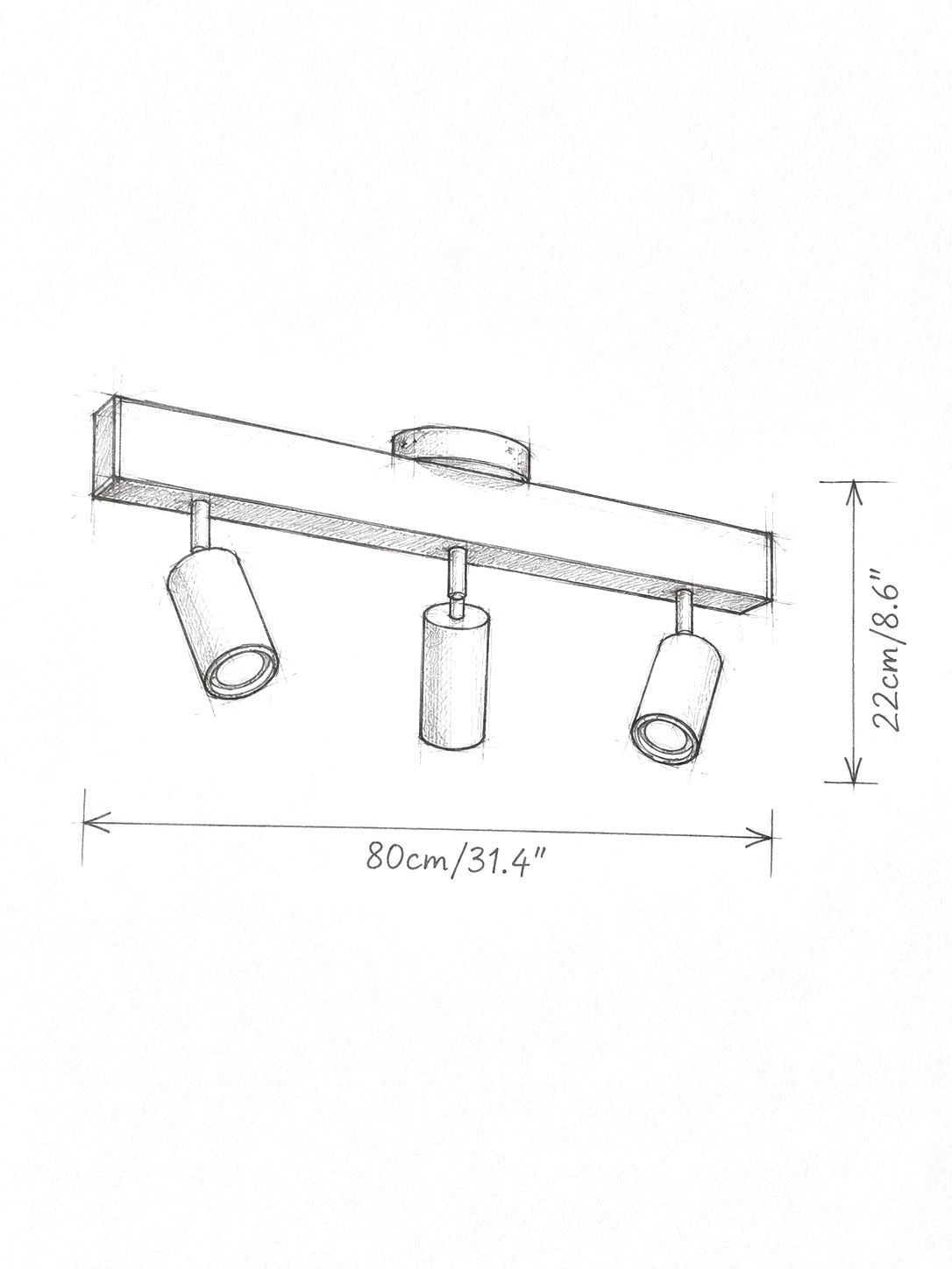 VERIL — Croquis dimensions, longueur 80 cm
