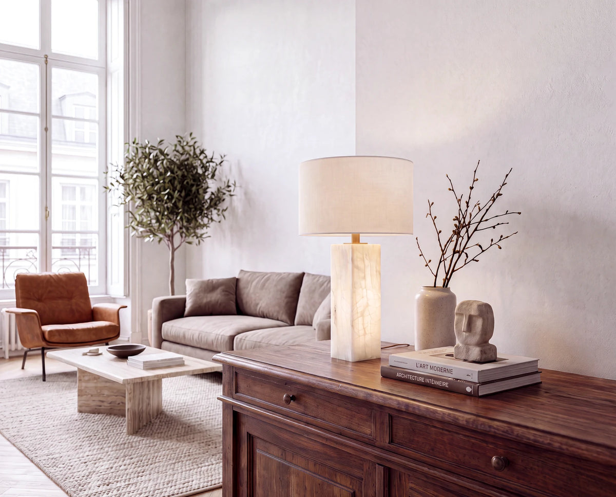 OPALINE — Lampe à poser effet pierre naturelle