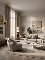 Murano, lampadaire en verre coloré dans un grand salon haussmannien | Maison Beaurel