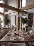Pivoine, suspension en céramique au-dessus d'une table de salle à manger | Maison Beaurel