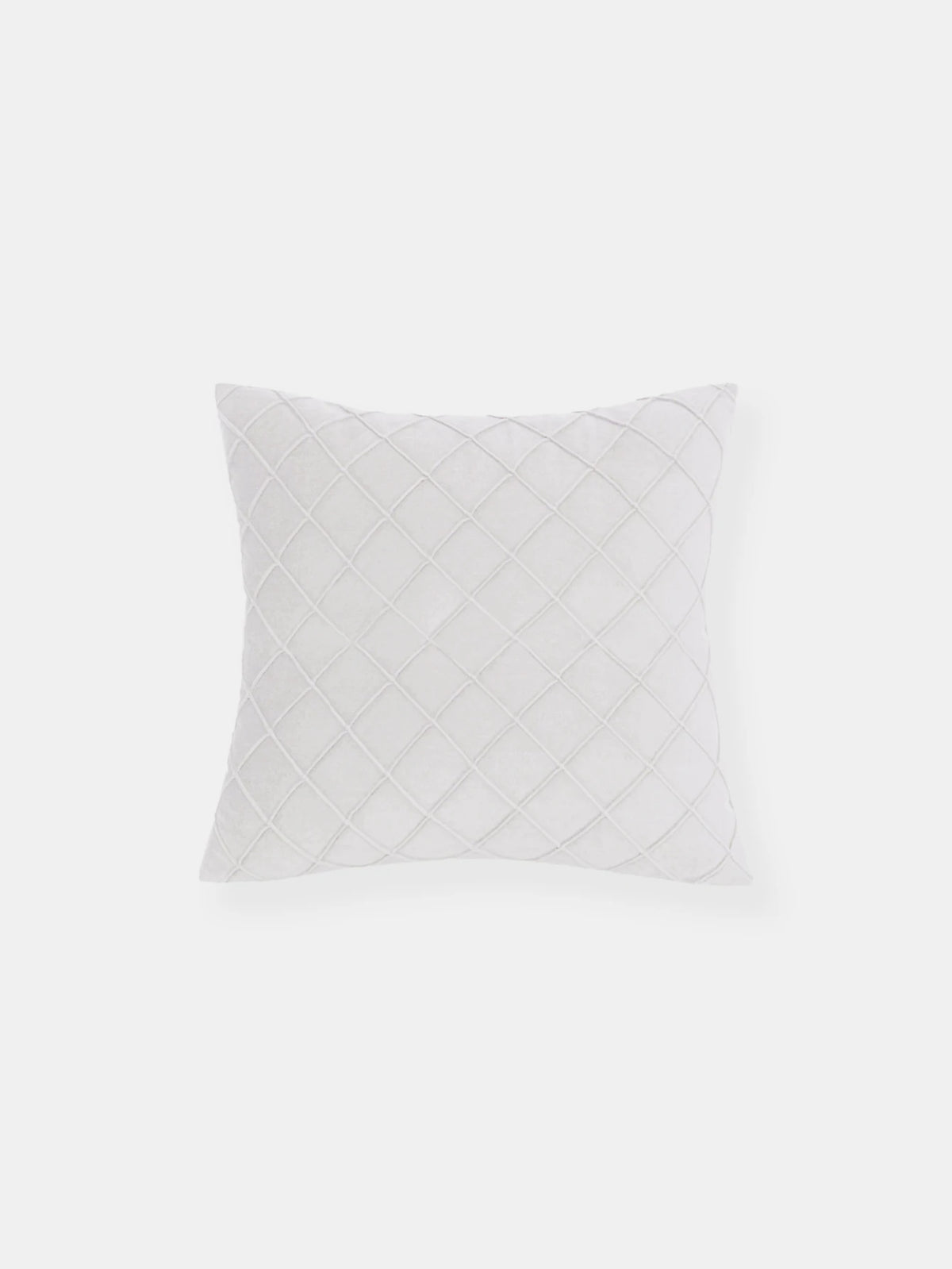 PLISSE — Housse de coussin en velours plissé à motif losange, coloris Blanc