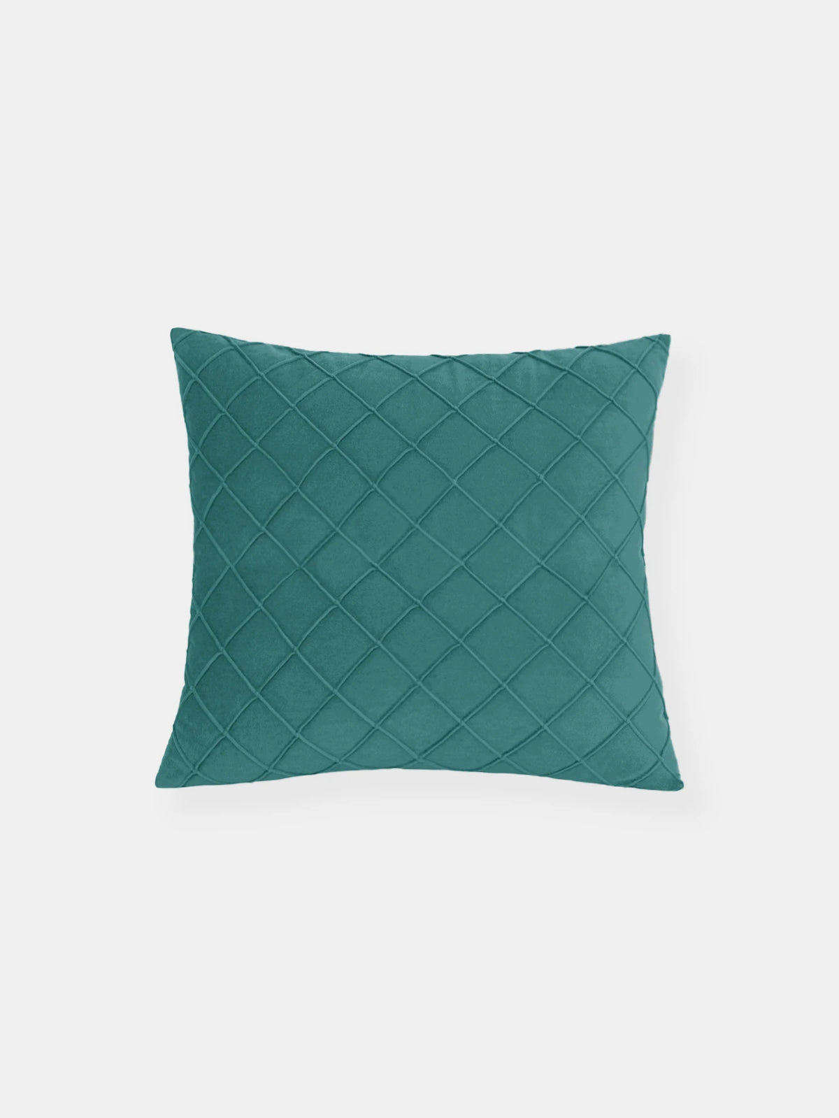 PLISSE — Housse de coussin en velours plissé à motif losange, coloris Bleu canard