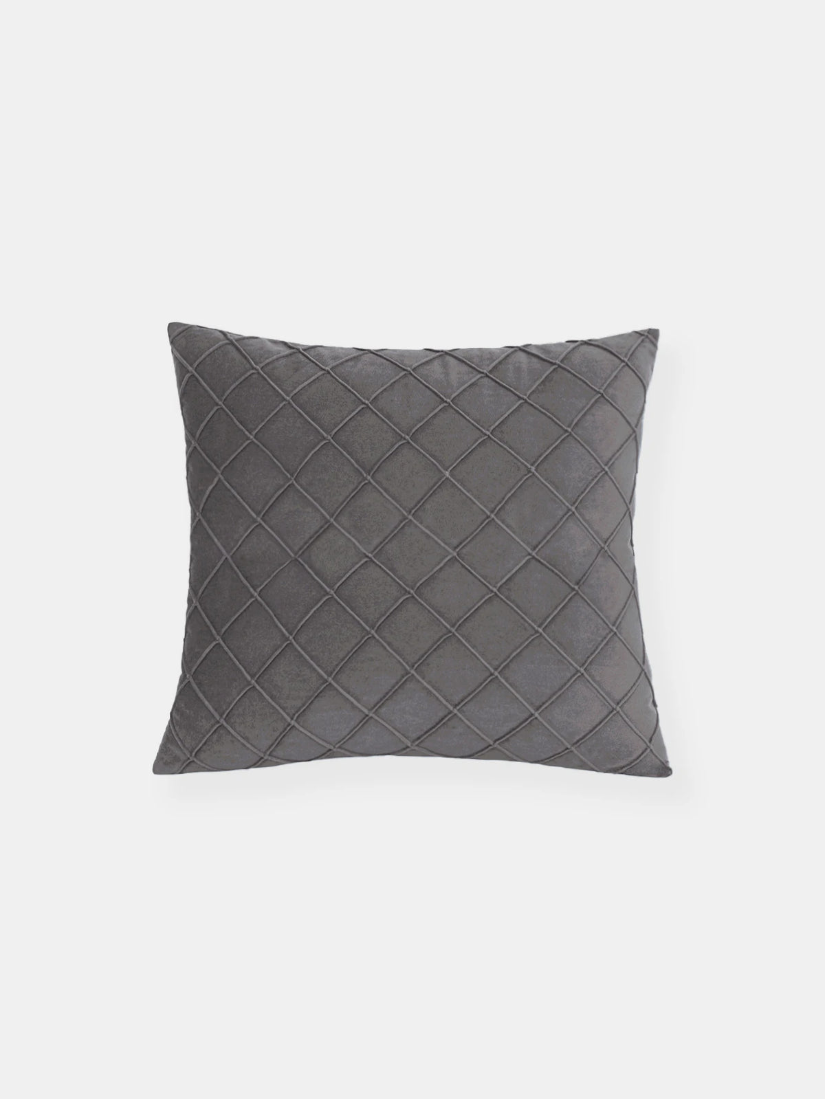 PLISSE — Housse de coussin en velours plissé à motif losange, coloris Gris foncé
