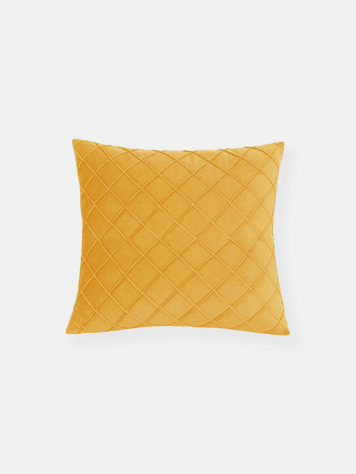 PLISSE — Housse de coussin en velours plissé à motif losange, coloris Jaune