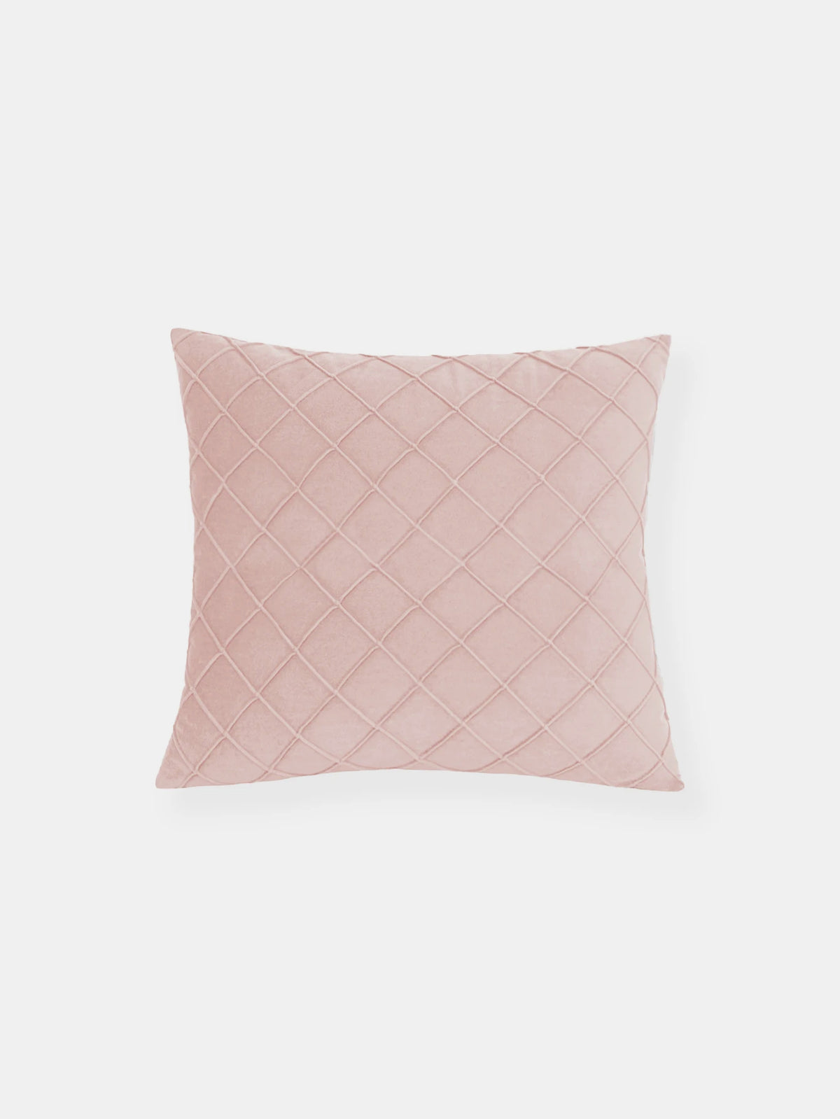 PLISSE — Housse de coussin en velours plissé à motif losange, coloris Rose clair