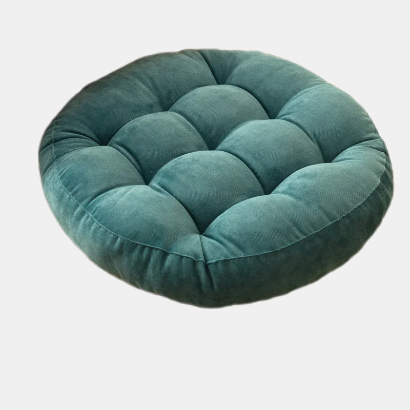 ROTONDE — Coussin de sol rond capitonné en velours côtelé, coloris Bleu canard