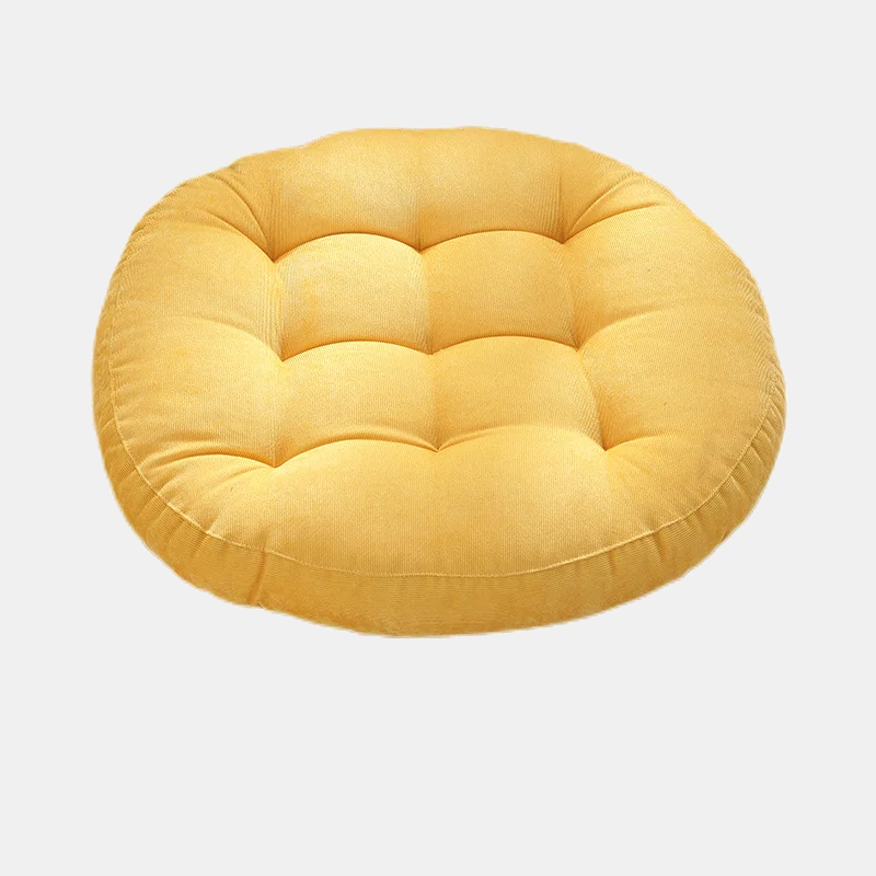 ROTONDE — Coussin de sol rond capitonné en velours côtelé, coloris Jaune