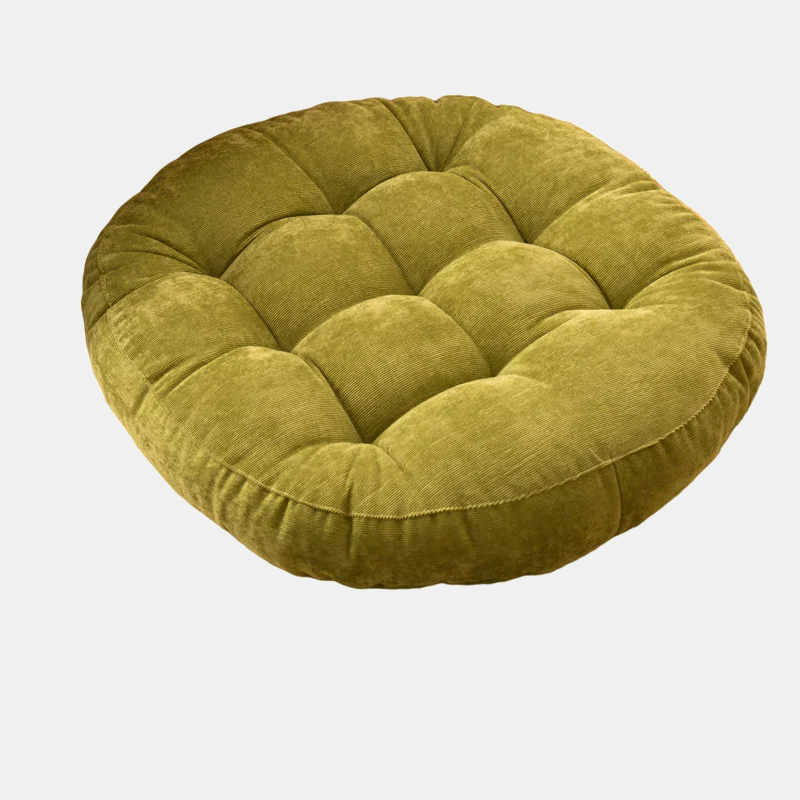 ROTONDE — Coussin de sol rond capitonné en velours côtelé, coloris Vert