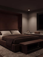 SILEX, plafonnier effet pierre — Noyer, ambiance chambre tamisée | Maison Beaurel