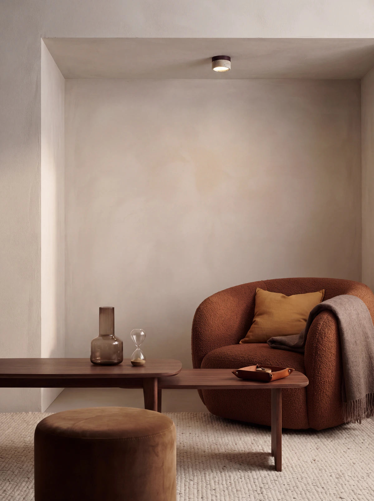 SILEX, plafonnier effet pierre — Noyer, niche salon | Maison Beaurel