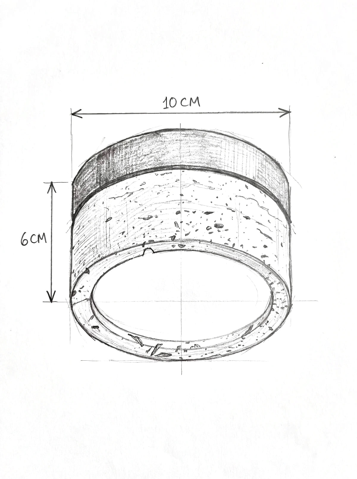 SILEX, plafonnier effet pierre — schéma des dimensions : Ø 10 cm, hauteur 6 cm | Maison Beaurel