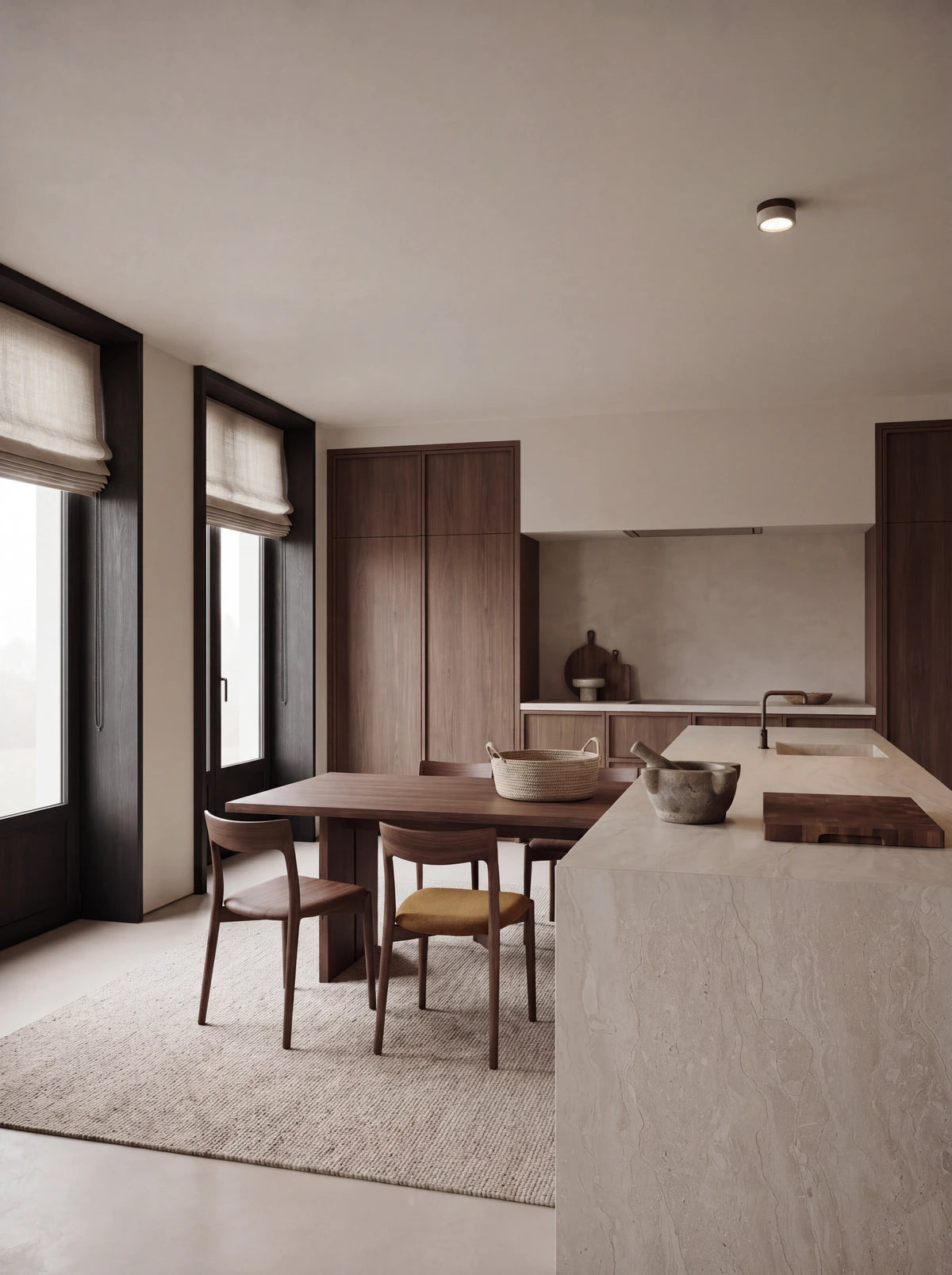 SILEX, plafonnier effet pierre — Bois clair, ambiance cuisine | Maison Beaurel