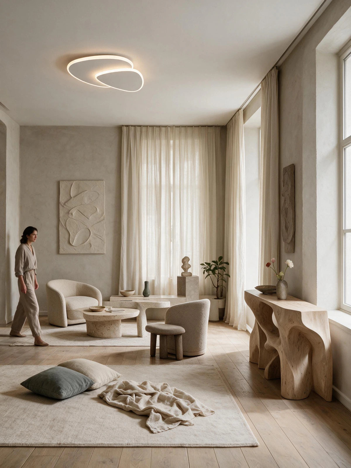 SPIRE, plafonnier LED double anneau, vue packshot allumée | Maison Beaurel