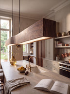 Rouvre, suspension linéaire en bois, au-dessus du plan de travail | Maison Beaurel