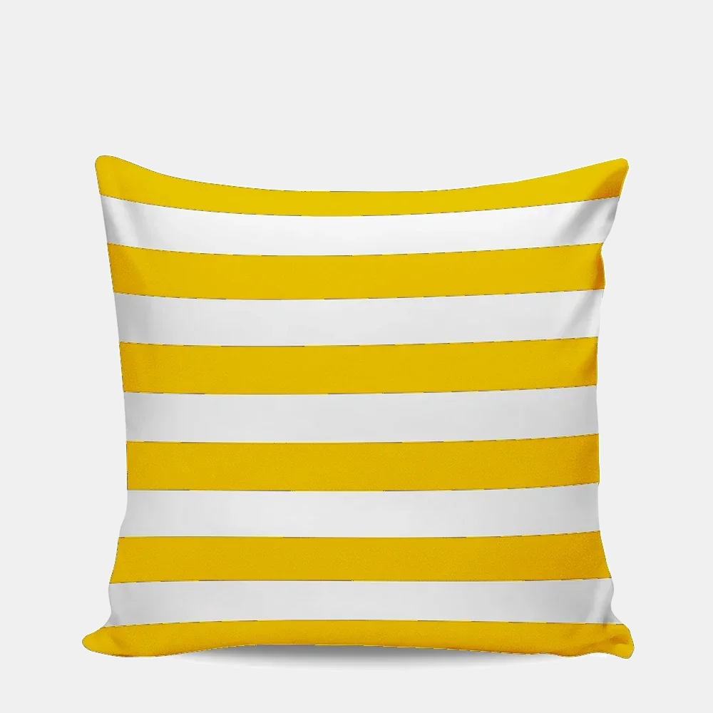 VERANDA — Housse de coussin d'extérieur imperméable rayée, coloris Jaune