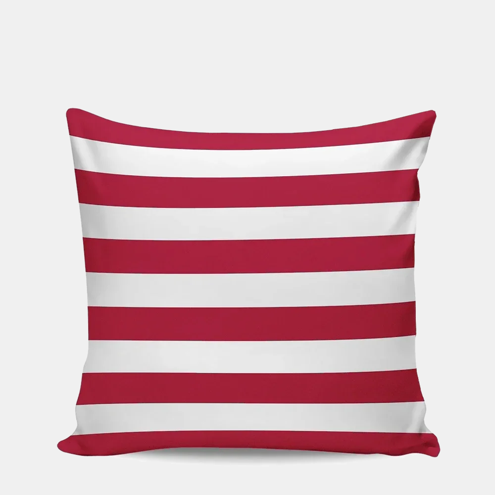 VERANDA — Housse de coussin d'extérieur imperméable rayée, coloris Rouge