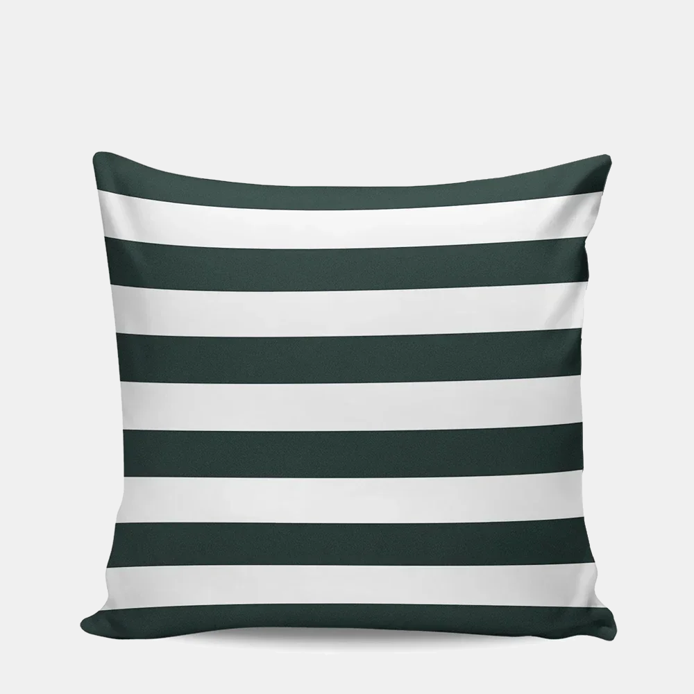 VERANDA — Housse de coussin d'extérieur imperméable rayée, coloris Vert foncé